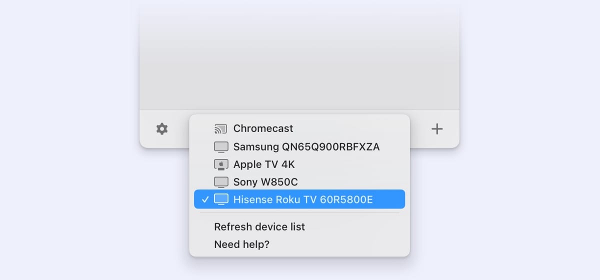 Choose the device Select the network device that will mirror your Mac.