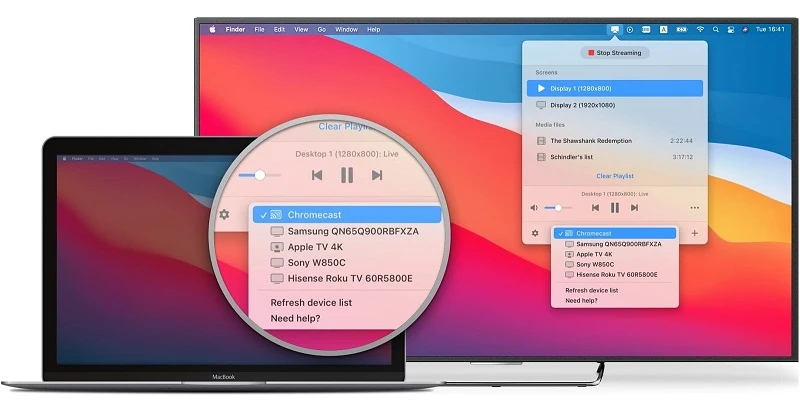 JustStream-Schnittstelle Streame deine Inhalte von Mac auf TV mit JustStream.