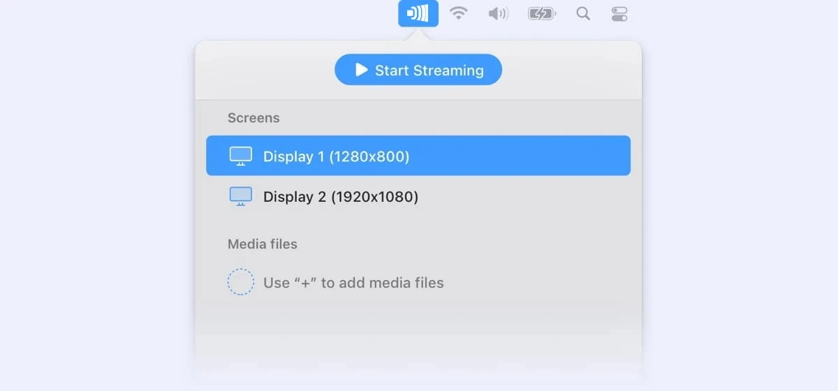 Klicken Sie auf das + Symbol Fügen Sie das Video oder den Film hinzu, den Sie streamen möchten